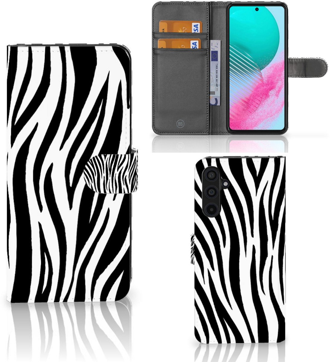 Samsung Galaxy M54 Telefoonhoesje met Pasjes Zebra