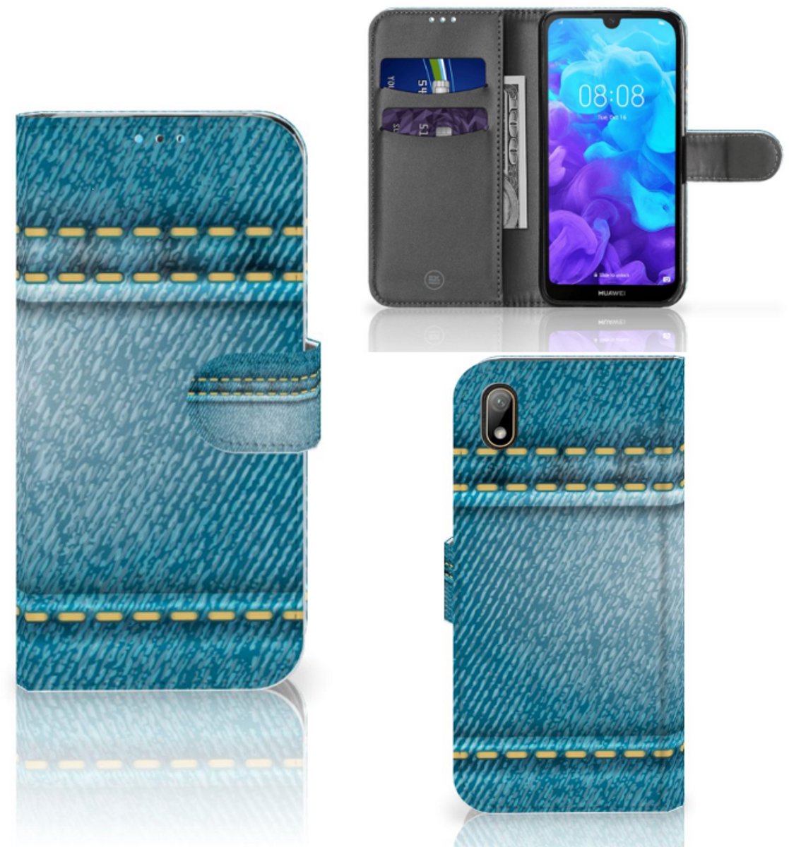 Book Case voor Huawei Y5 (2019) Wallet Case met Pasjes Jeans