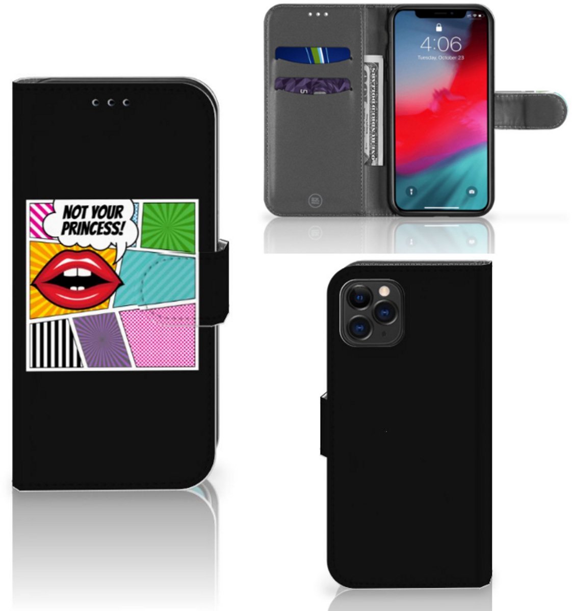 Apple iPhone 11 Pro Wallet Case met Pasjes Popart Princess
