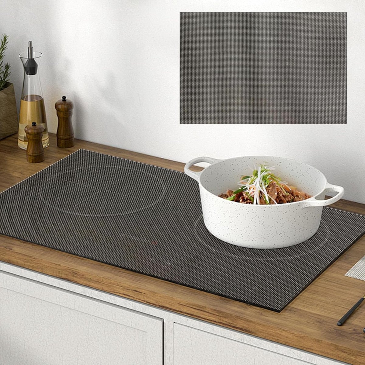 Inductiekookplaat Beschermmat van Siliconen - Grote 52 x 80 cm, Hittebestendig en Antislip, Grijs