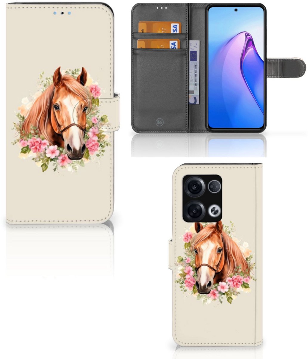 Telefoonhoesje met Pasjes voor OPPO Reno8 Pro Paard