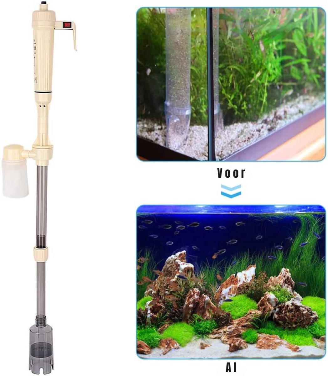 Aura® Aquarium Stofzuiger - Bodemreiniger - Gravel Cleaner – Beige - 43cm x 14cm x 7cm