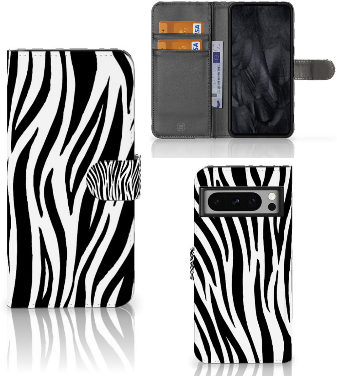 Google Pixel 8 Pro Telefoonhoesje met Pasjes Zebra
