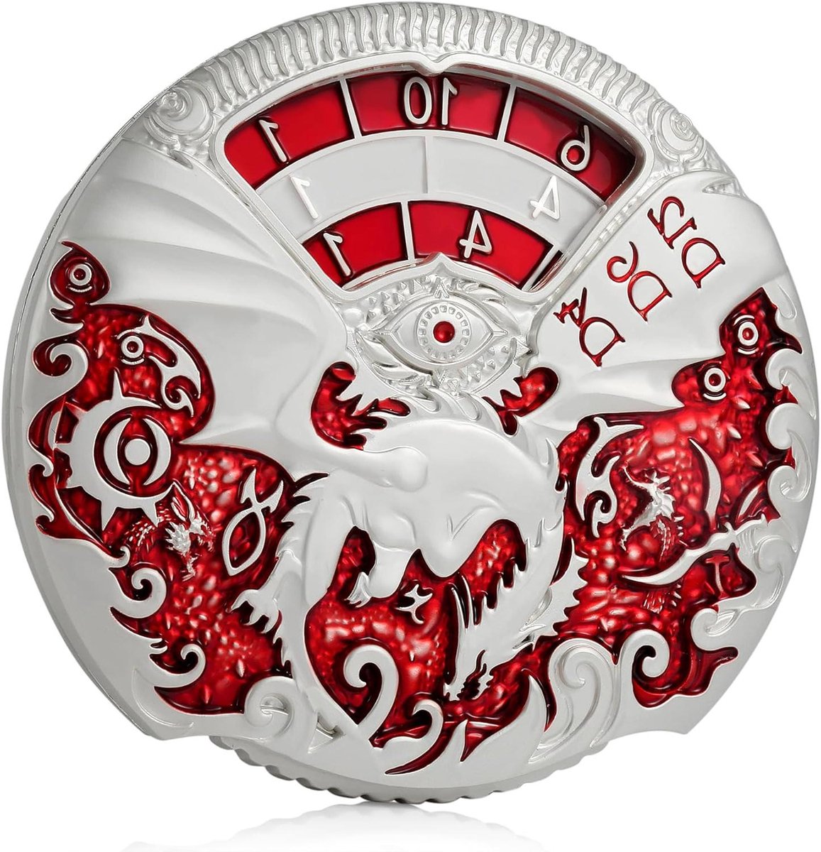 Metalen Dobbelstenen Set - Spinner Dobbelstenen - RPG Spellen Spelen - Roulette Spinner Ontwerp - 7.2 cm - Zilver Rood