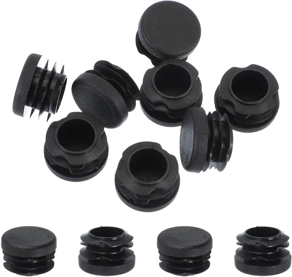 Buis Eindkappen - Gatpluggen Inzetstukken - Meubels Beschermen - Waterdicht Slijtvast - 25 mm Buitendiameter - Zwart