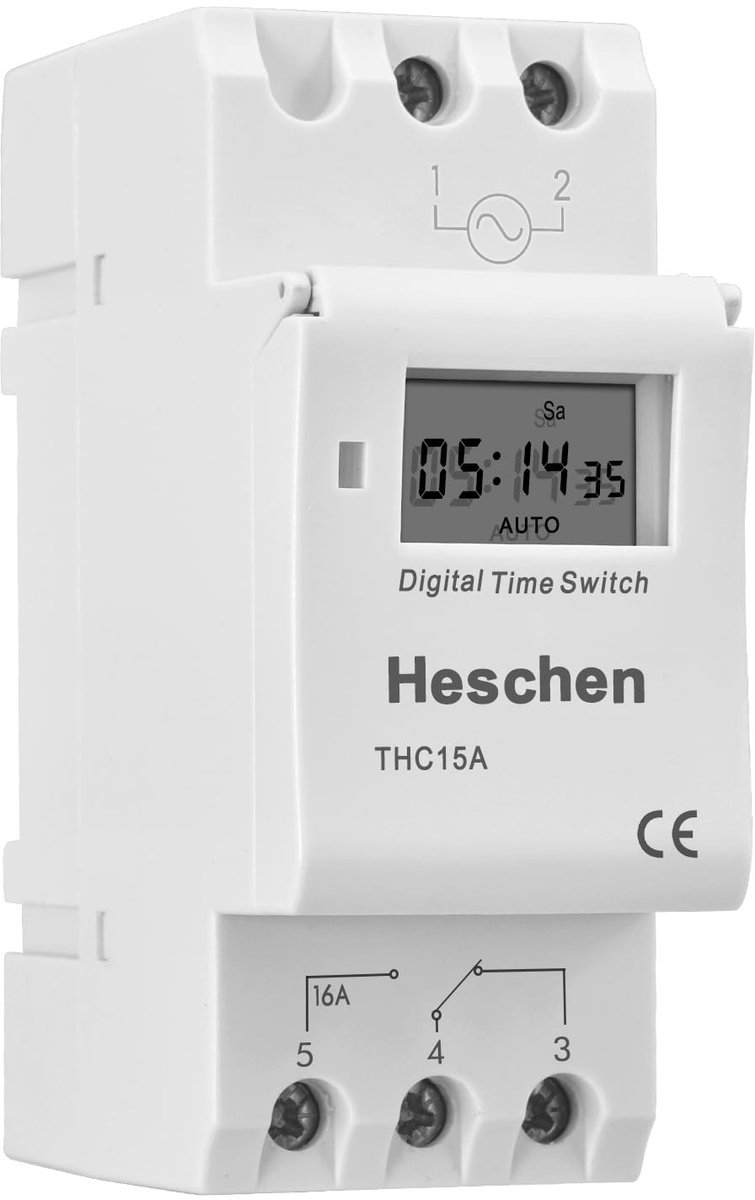 aladdien - Digitale Power Timer - Weekprogramma - Automatisch - 35mm Rail - Energiebeheer - 17 instellingen - Geschikt voor huishoudelijk gebruik