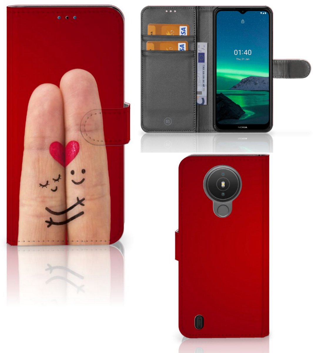 Nokia 1.4 Wallet Case met Pasjes Liefde - Origineel Romantisch Cadeau