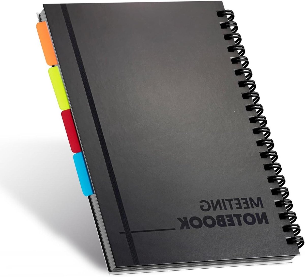 Notitieboek Vergaderingen - Werkboek Planner - Vergaderingen Organiseren - Met Project Tracker - 160 Pagina's - Zwart