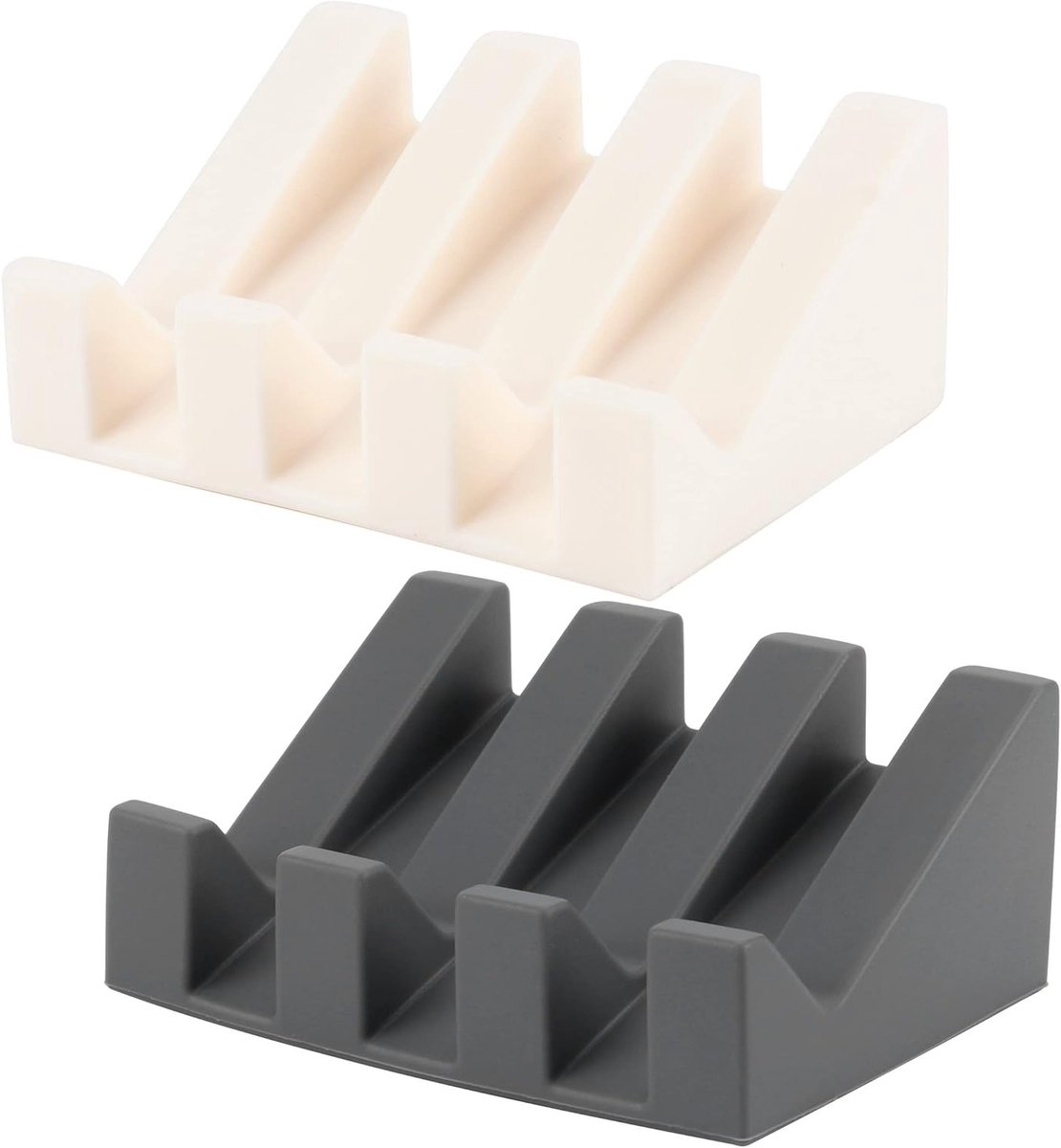Siliconen Zeepdispenser met Afvoer, Antislip Zeephouder voor Badkamer en Keuken, 2 Stuks in Wit en Grijs