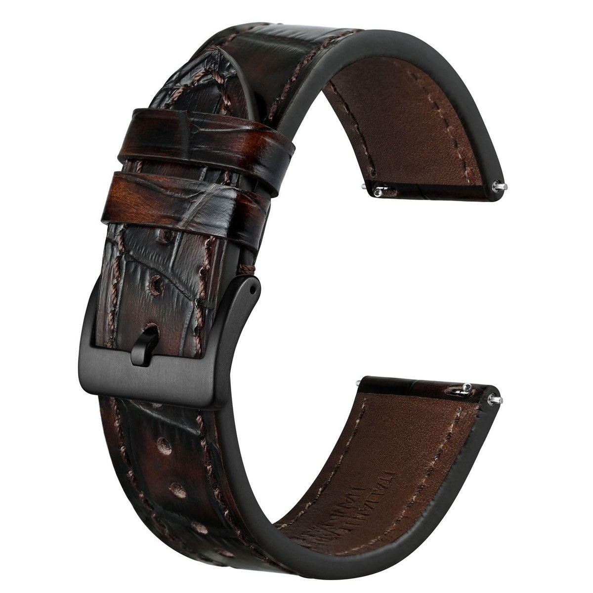 Cosensi - BISONSTRAP Sofisticate Watch Strap - Italiaanse Leer - Elegante Embossed Alligator Pattern - 18 mm 20 mm 22 mm - Vervangband met Quick Re...
