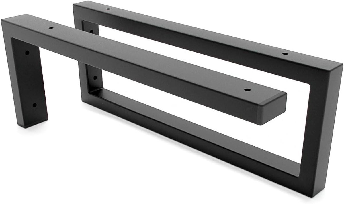 Wastafelhouder Set - Wandconsole Onderbouw - Wastafel Monteren - Zijdematte Poedercoating - 35 cm - Zwart