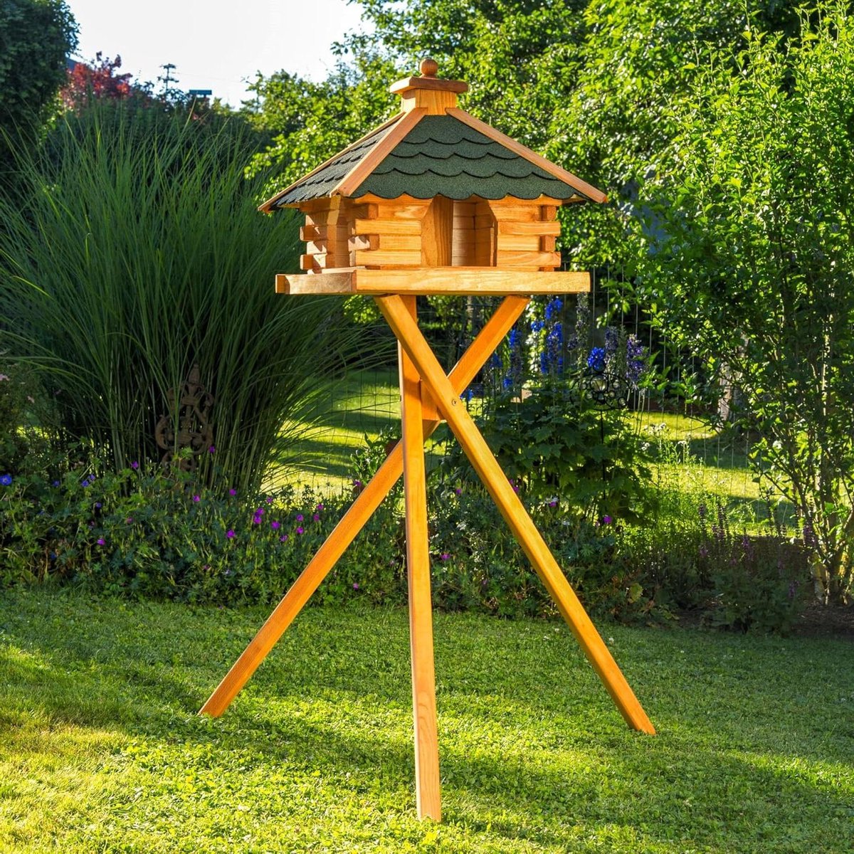 Vogelhuis met Stand - Vogel villa voederhuis - Vogels voeren buiten - Geïntegreerd zonnepaneel - 50x50x38 cm - Groen