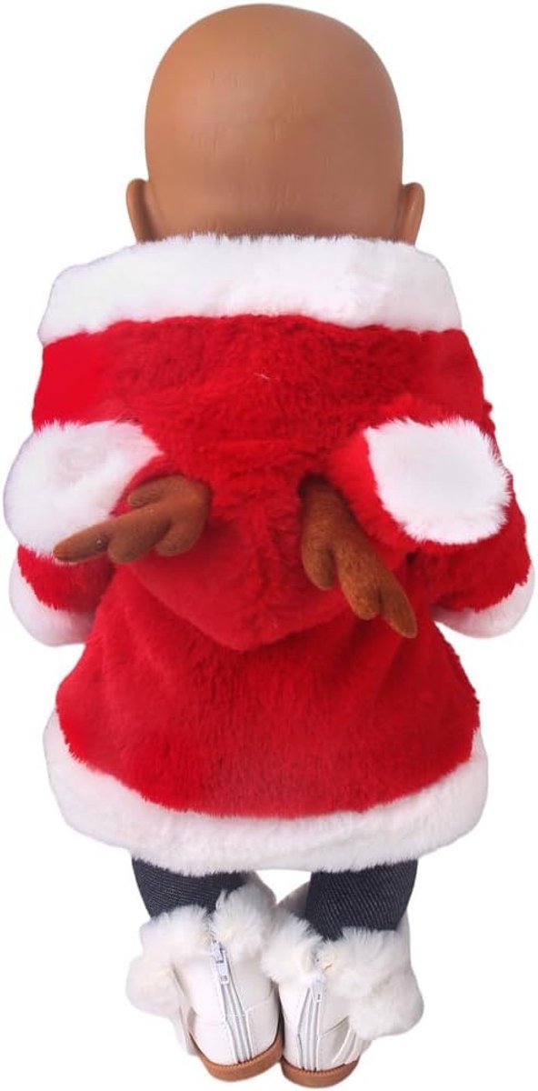 Poppenkleding winter mantel - Poppenjas kerst - Poppen aankleden - Pluche materiaal - 4572 cm - rood — afbeelding 4