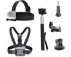 Universele 3-in-1 accessoirekit voor actiecamera's: hoofdband/borstband/selfiestick, Geschikt voor GoPro Hero 13/12/11/10/9/8/7/6/5 actiecamera's