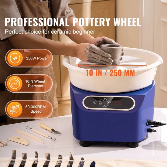 Cellista Aardewerkwiel 450W - Keramiek Draaischijf - Pottenbakkerswiel - Elektrisch Keramiek Wiel - 11 inch - 5 kg Capaciteit - 50-300 RPM van Merkloos — afbeelding 5