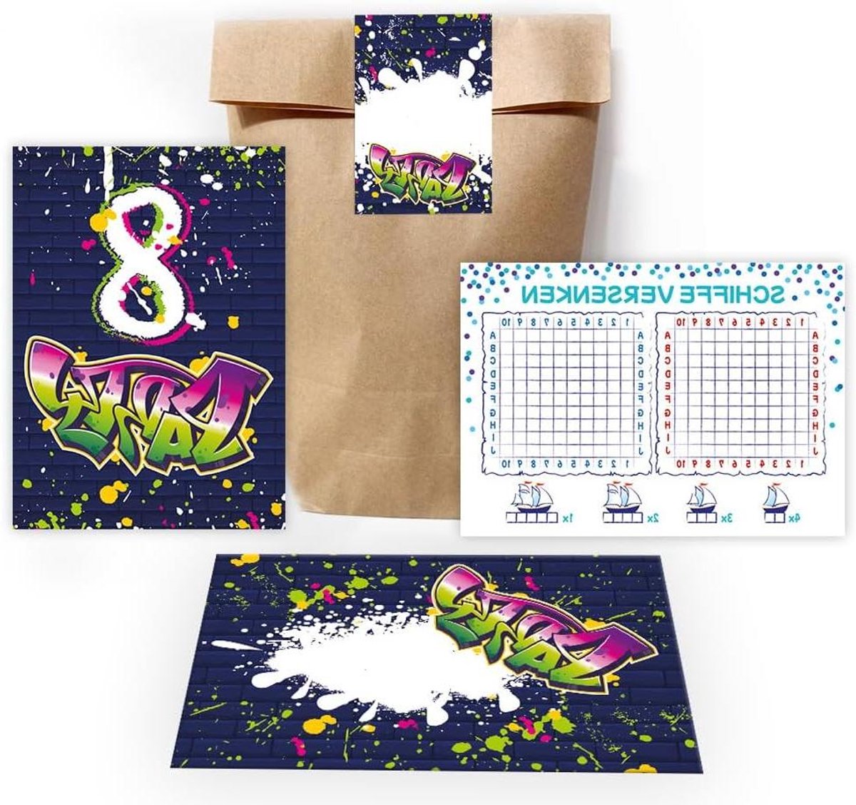 Uitnodigingskaarten Verjaardag - Feestkaarten Kinderfeest - Kinderfeest Organiseren - Inclusief Enveloppen Zakjes Stickers - DIN A6 12-delige Set - Multicolor