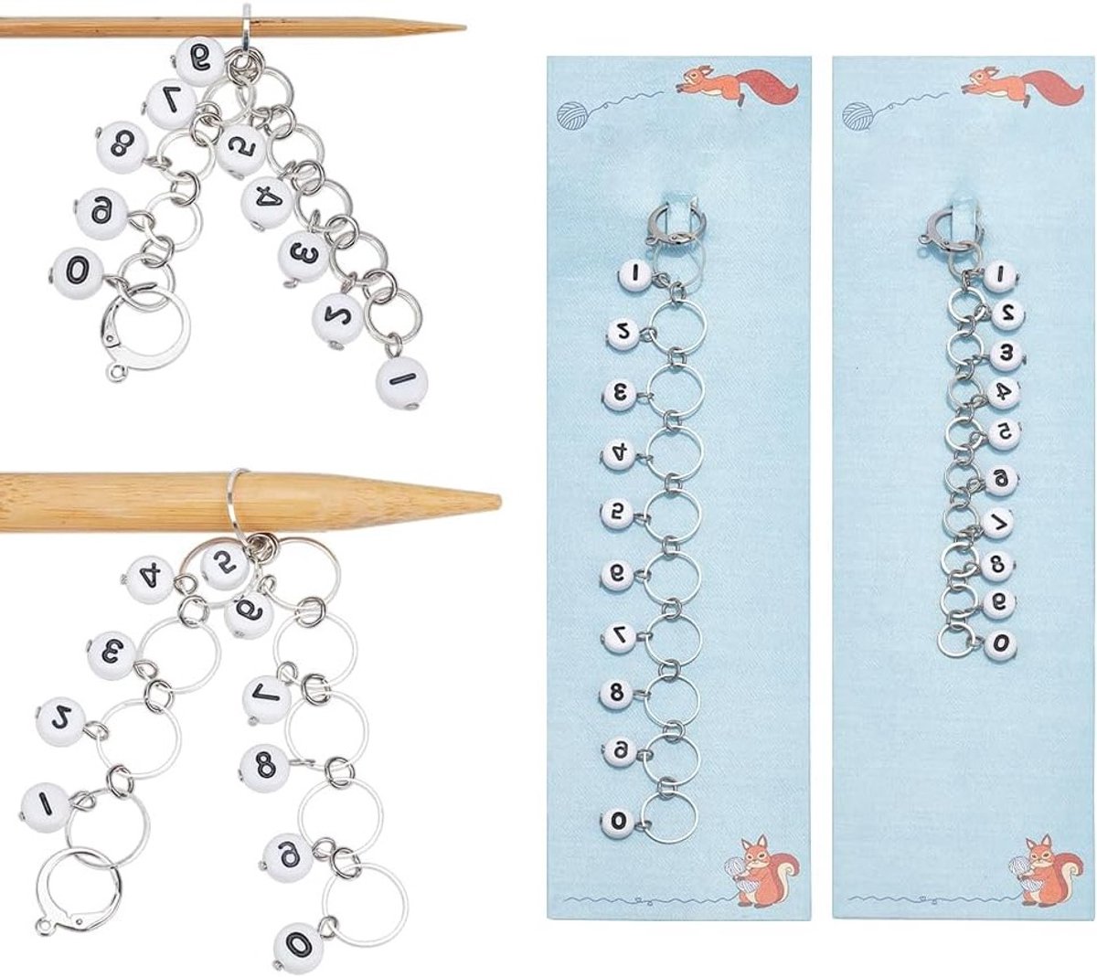 2 Stuks Breikettingen met Kralenaccessoires voor Kralentelling en Acrylkralen, Inclusief Verbindingsring voor Breien en Handwerken