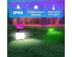 PICAA Led-buitenspot, 30W, smart RGB led-schijnwerper, 3000 lumen, IP66, draadloze app-bediening, muzieksync, timer, scènemodi, 16 miljoen kleuren, timer voor tuinfeest en disco met EU-stekker