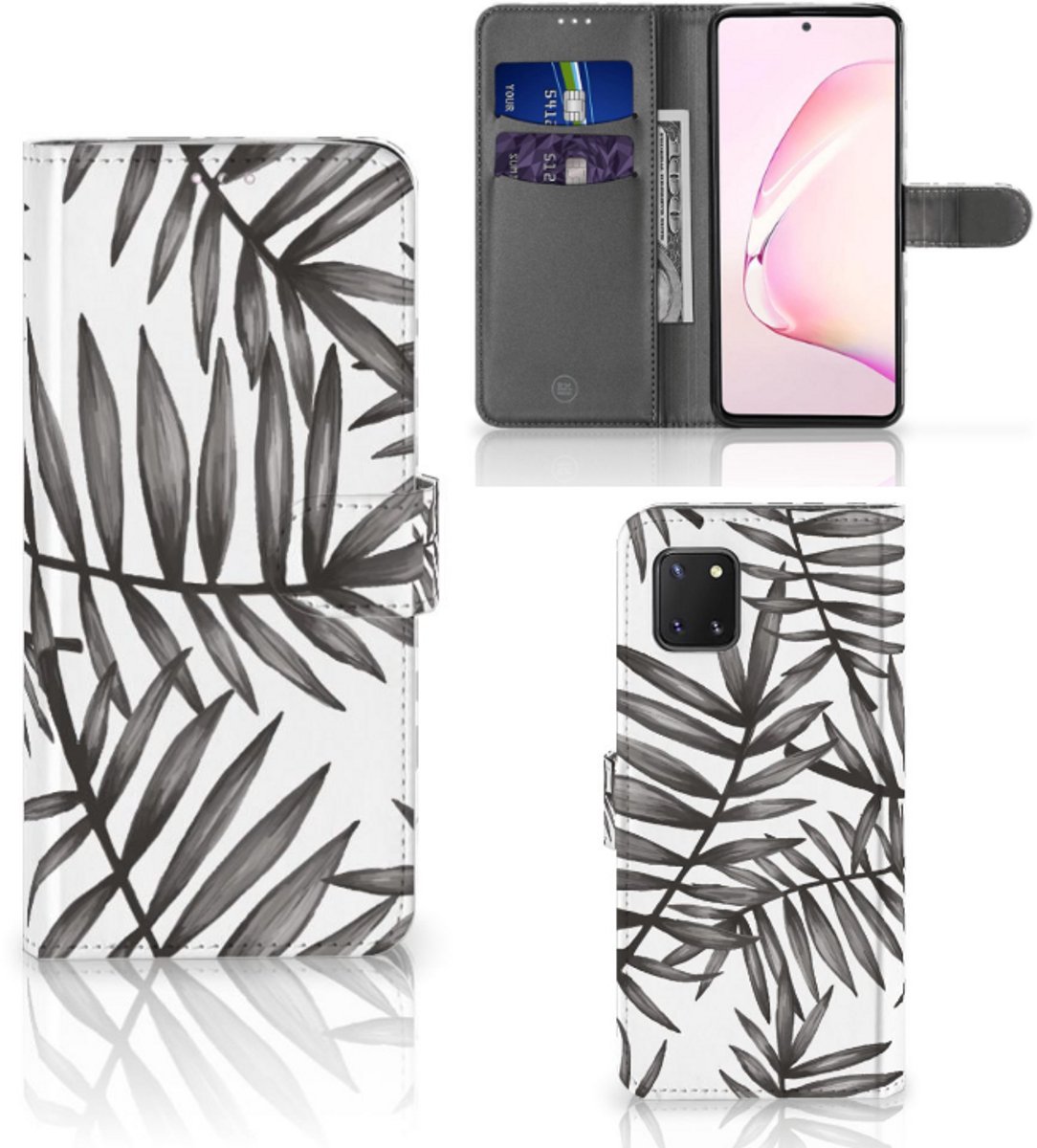 Samsung Note 10 Lite Hoesje Leaves Grey