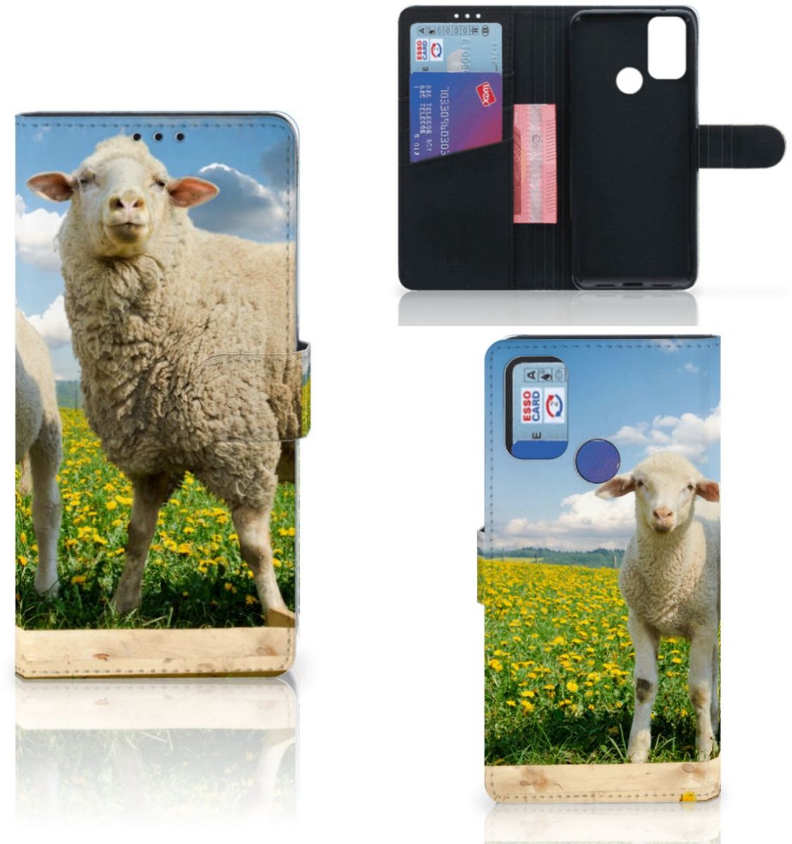 Alcatel 1S (2021) Telefoonhoesje met Pasjes Schaap en Lammetje