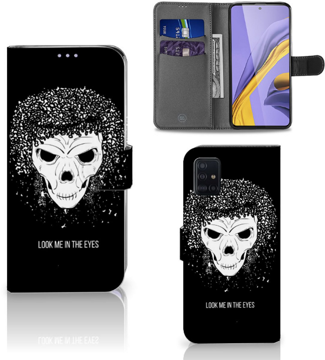 Book Case voor Telefoonhoesje met Naam Samsung Galaxy A51 Skull Hair