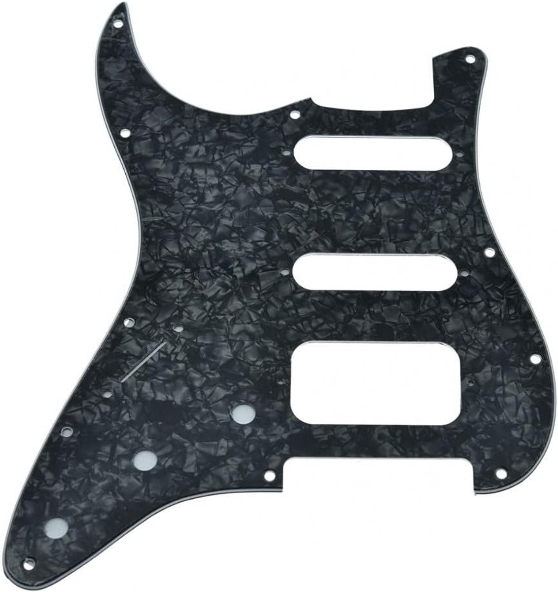 11-Hole Strat HSS Gitaar Pickguard met 2-Screw Humbucking Pickup Bevestiging voor Amerikaanse Stratocaster - Zwart Parelsysteem
