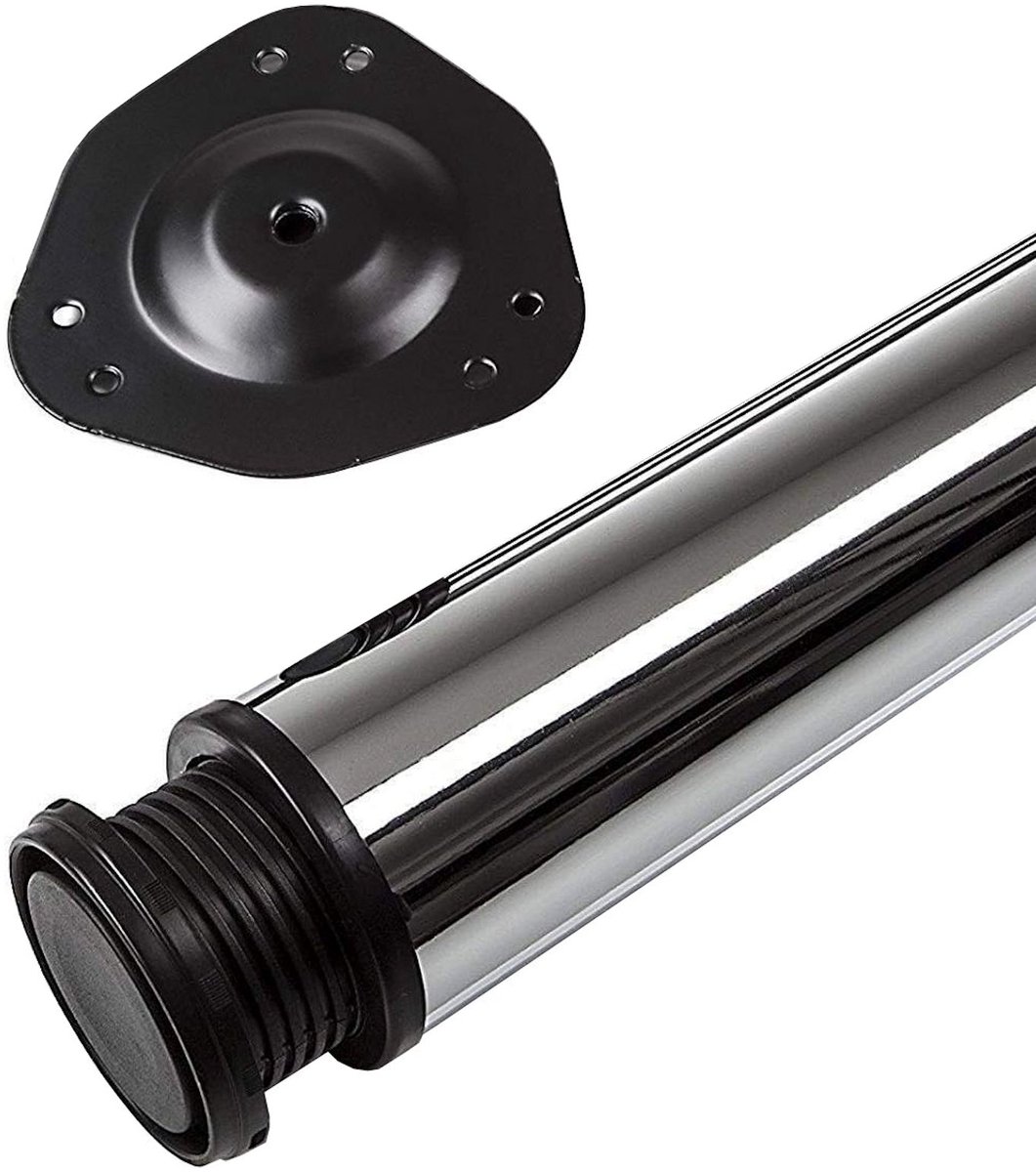 Sotech 1 stuk Tafelpoot hoogte 710 mm Ø 76 / 80 mm staal verchroomd belastbaar tot 75 kg Bureaupoot met 32 mm hoogteverstelling Chroom gepolijst