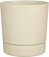 Mica Decorations Bloempot Coco - met onderschaal - beige - H19 x D18 cm - kunststof - buiten