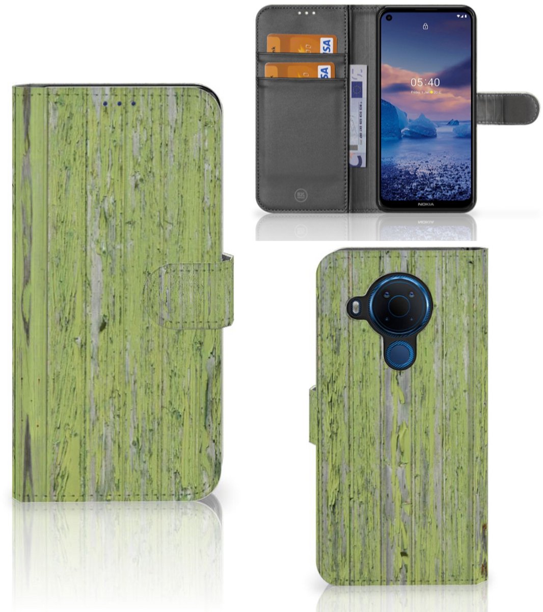 Nokia 5.4 Book Style Case Green Wood