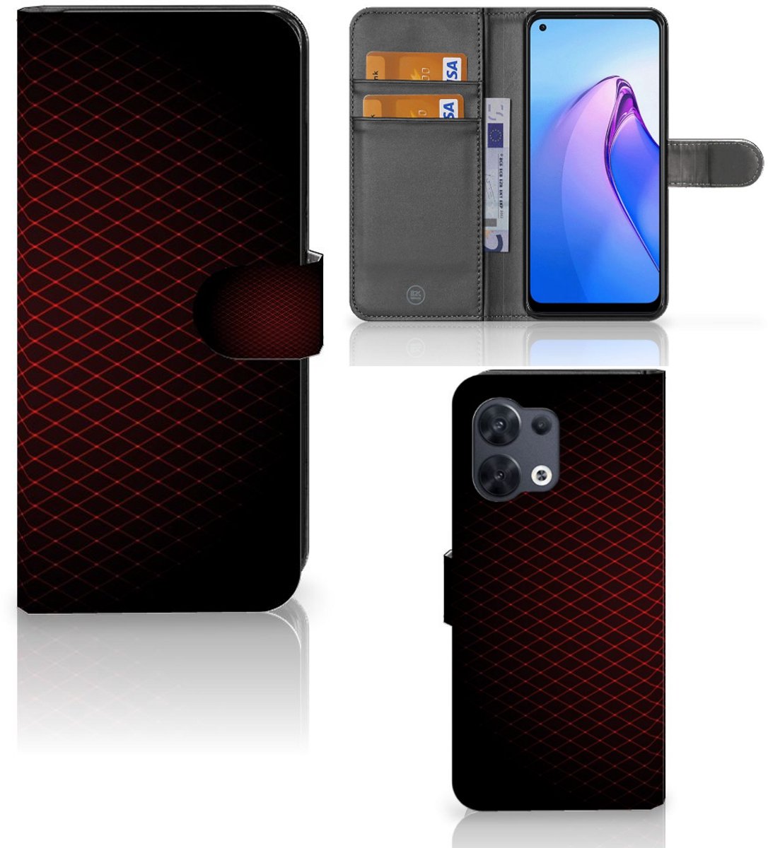 OPPO Reno8 Telefoon Hoesje Geruit Rood