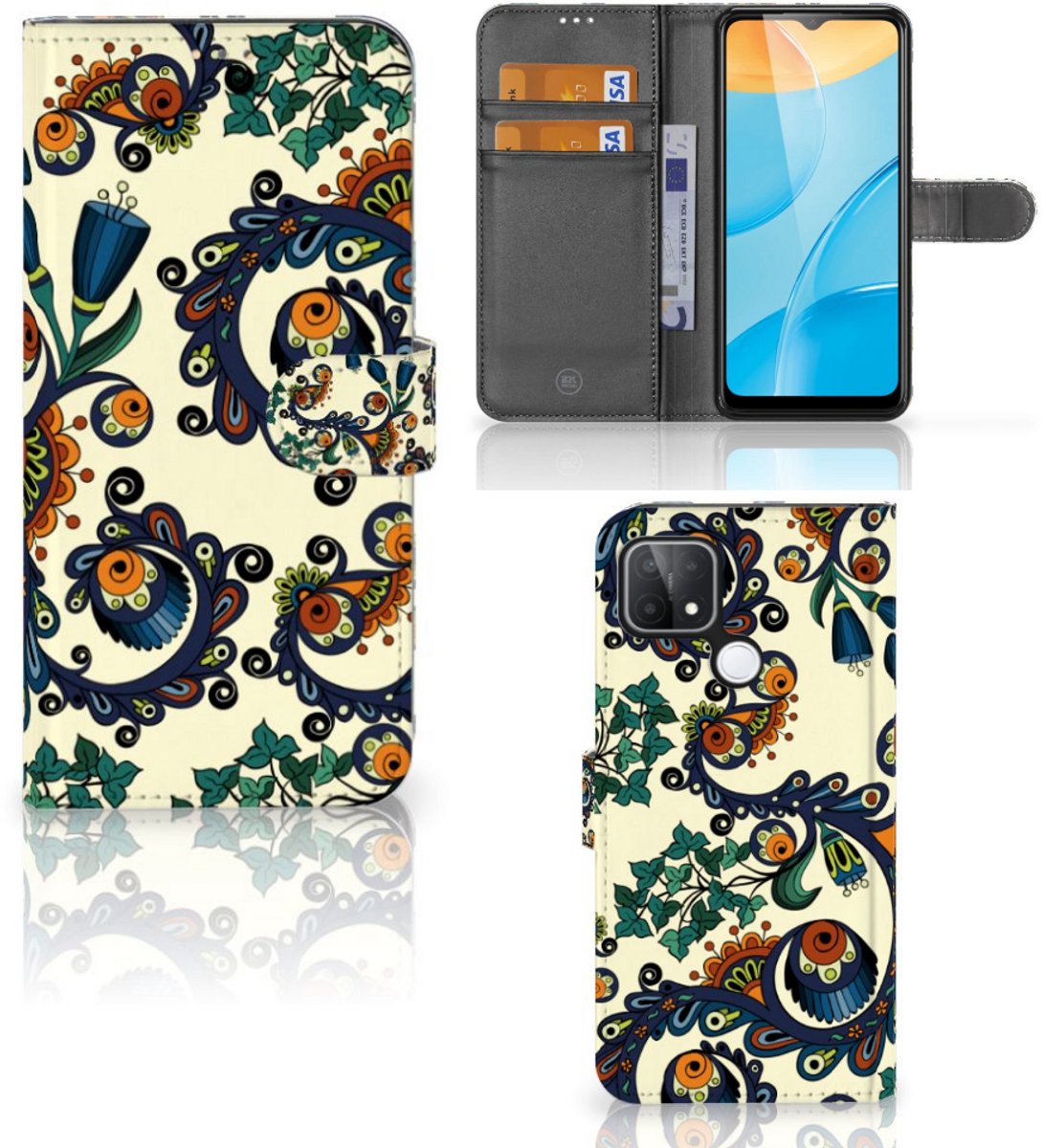 Wallet Case OPPO A15 Barok Flower