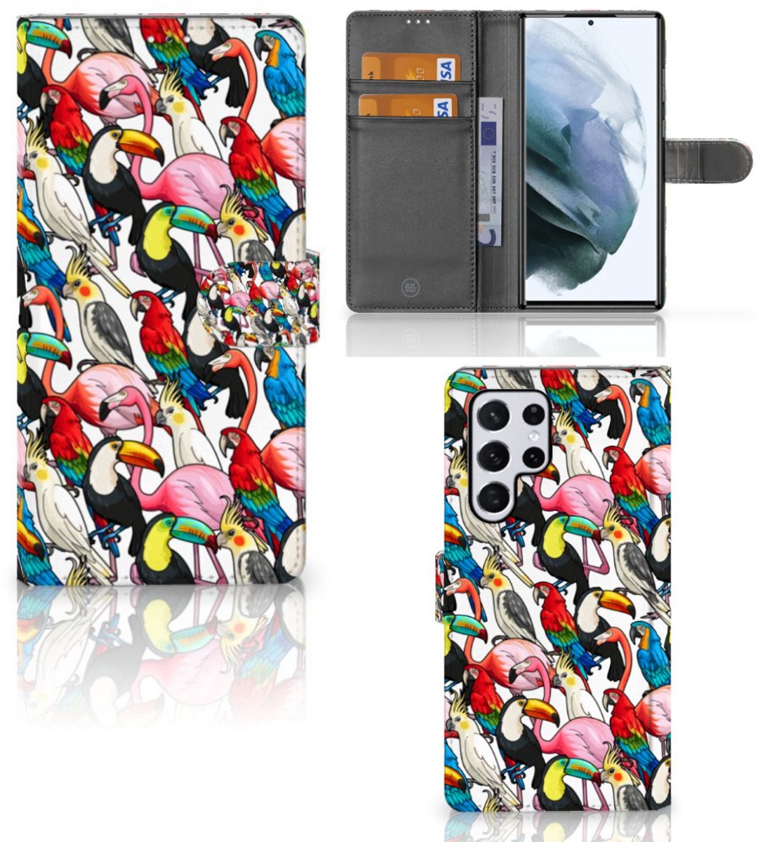 Samsung Galaxy S22 Ultra Telefoonhoesje met Pasjes Birds