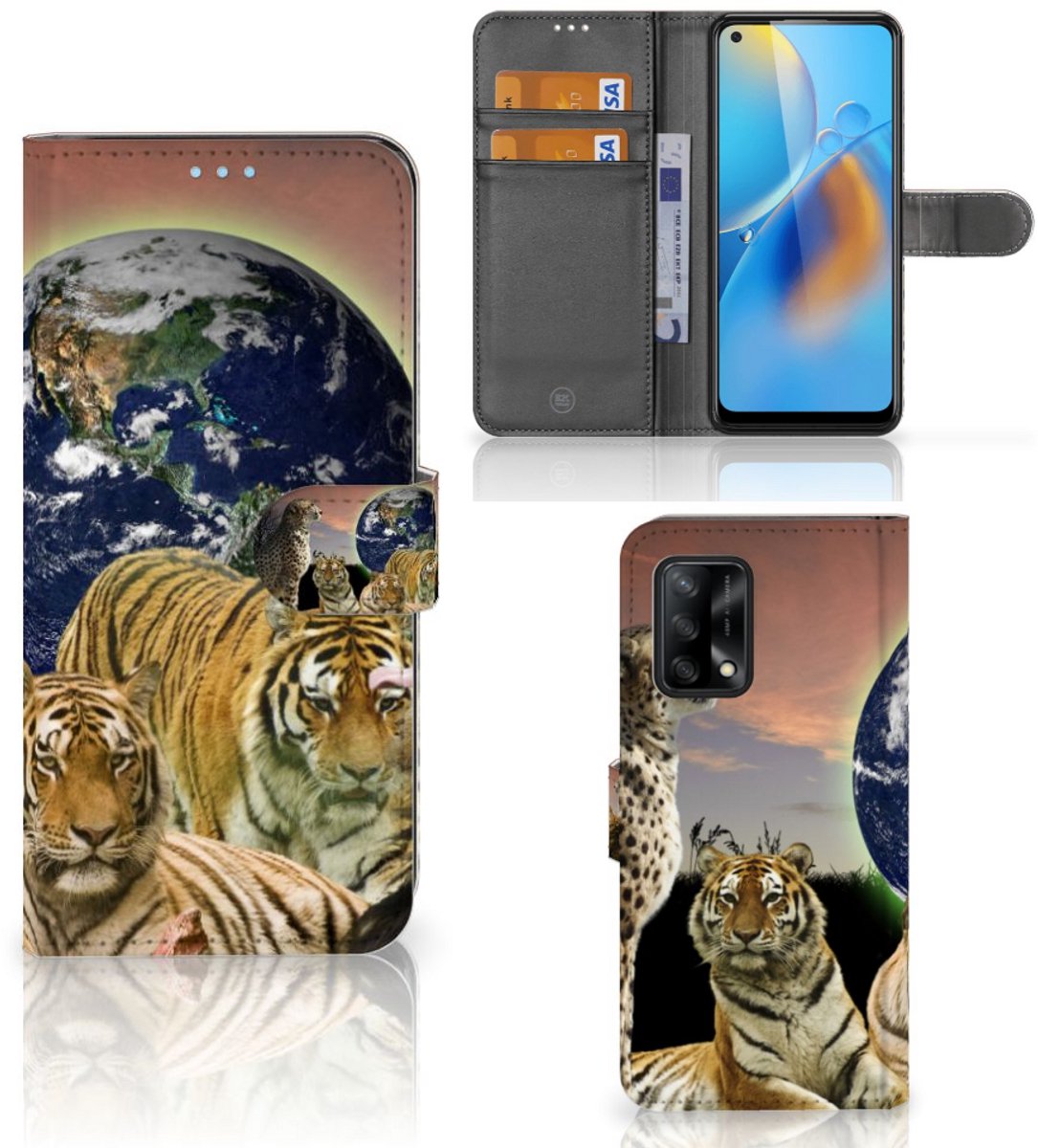 OPPO A74 4G Telefoonhoesje met Pasjes Roofdieren