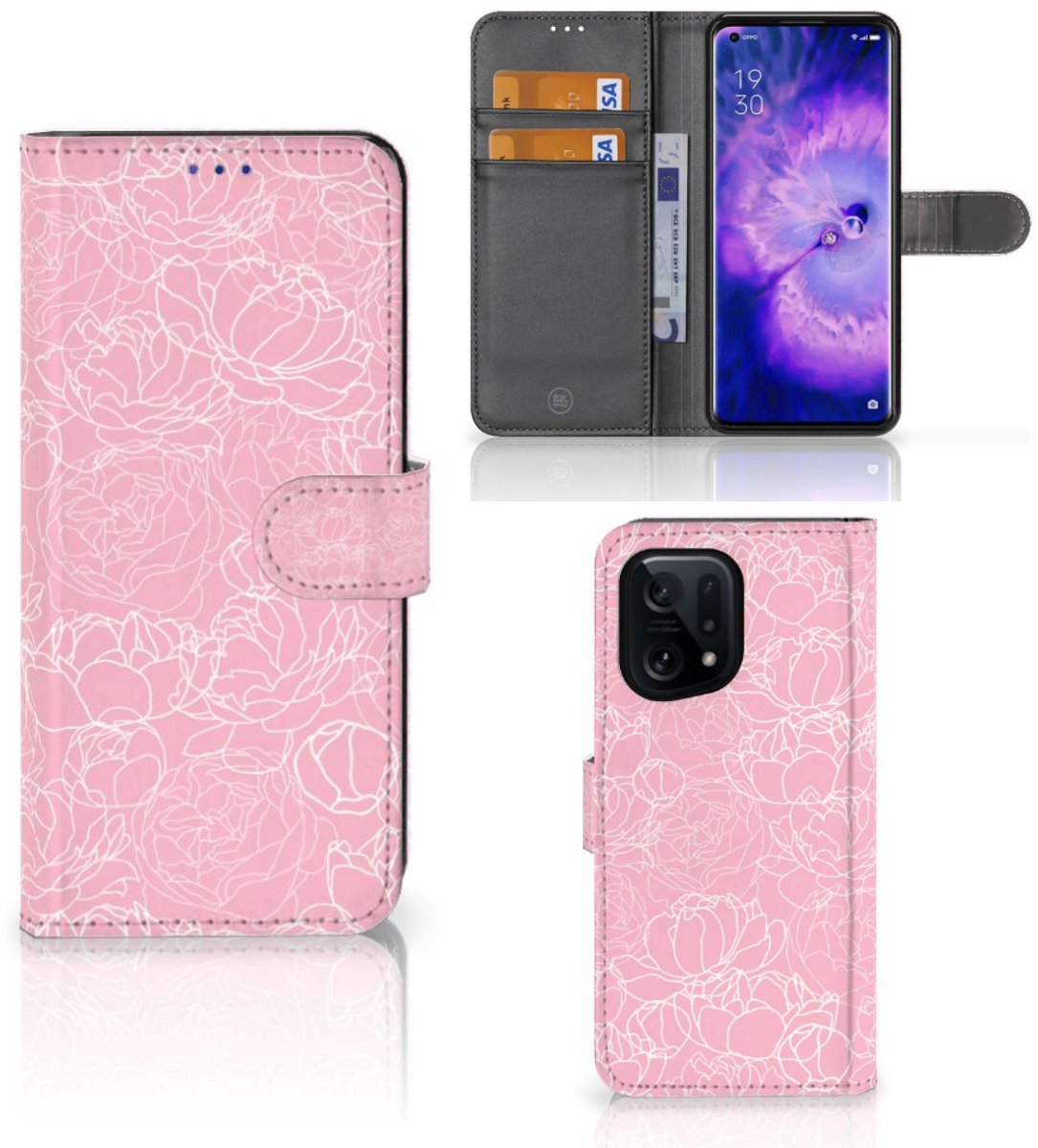 OPPO Find X5 Hoesje White Flowers