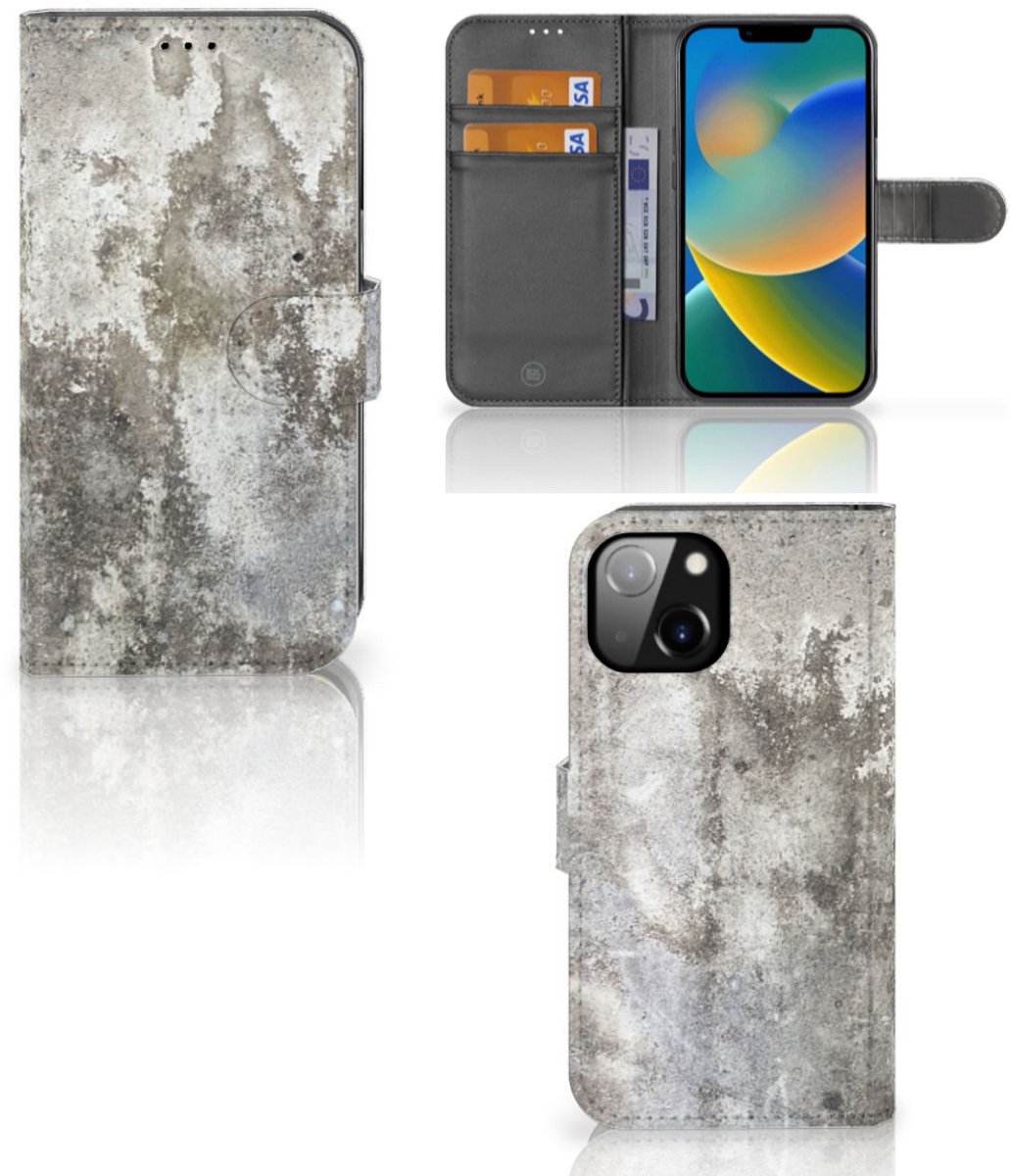 Apple iPhone 14 Bookcase Beton Print