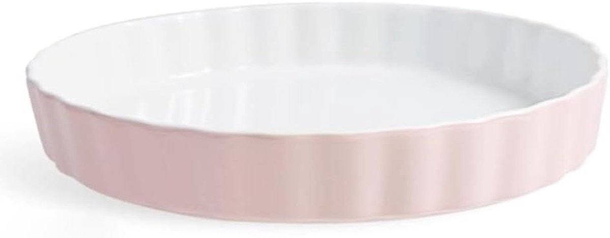 Diepe Bakvorm - Taartpan Pizzablik - Bakken van taarten - Geglazuurd steengoed - 25 cm - Roze