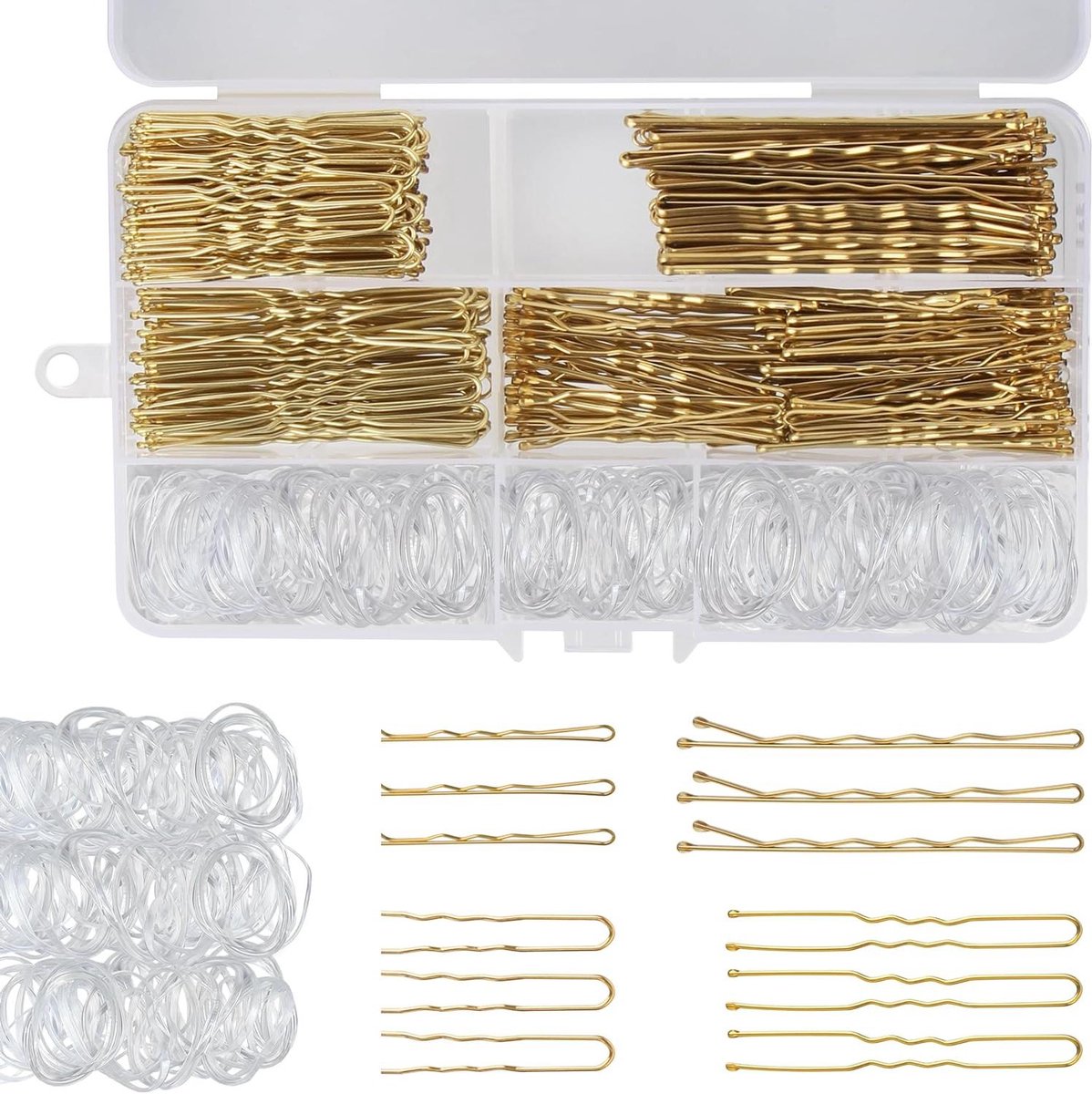 Haarspelden set - Bobby pins U-clips - Kapsels maken - 500-delig assortiment - 58 cm - Goud