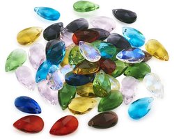 PandaHall 100 stuks gefacetteerde kristallen glazen druppelhangers willekeurige gemengde kleur glas bengelende kralen voor oorbel armband ketting sieraden maken