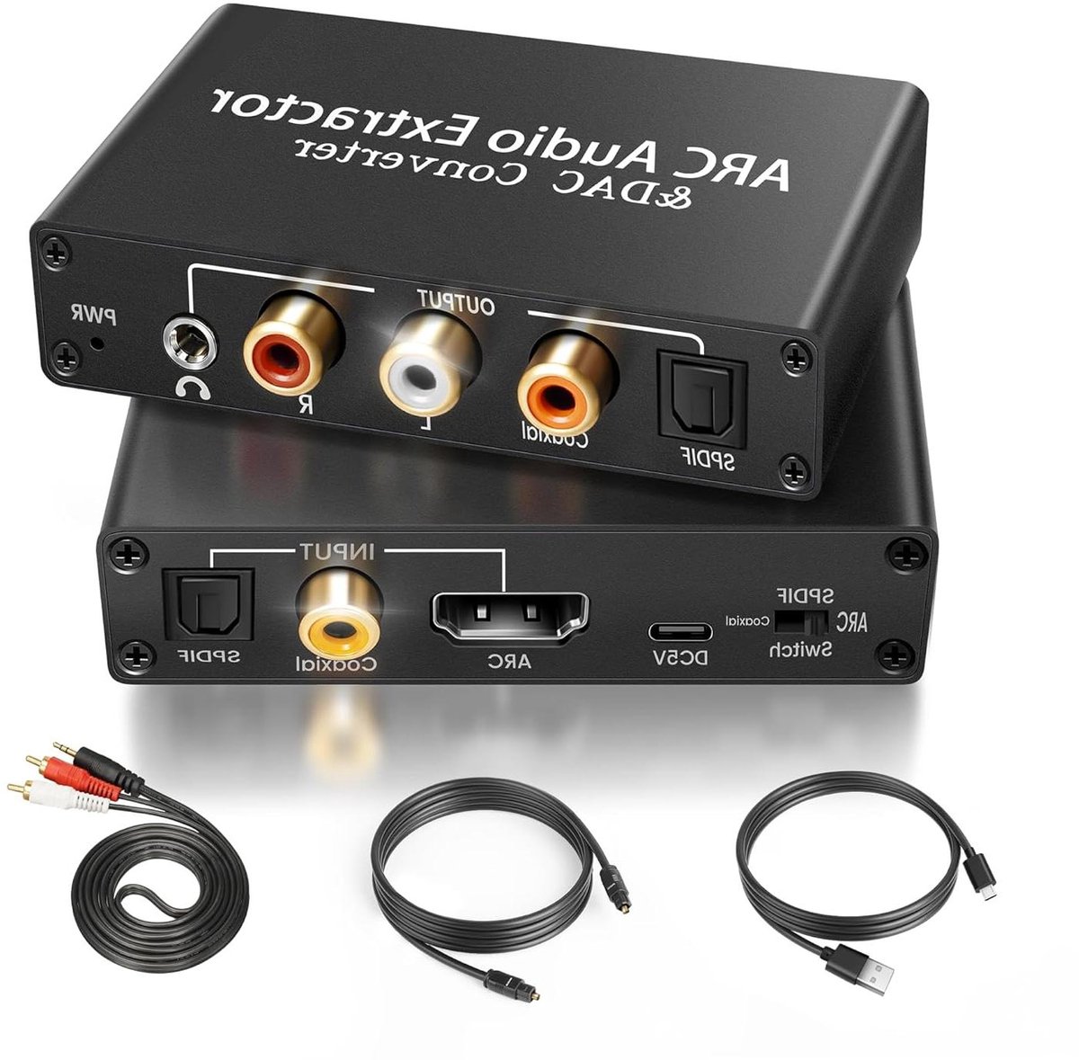HDMI ARC Audio Extractor - Audio Converter DAC - Tv Geluid Verbeteren - Meerdere Audio Uitgangen - 192 kHz - Zwart