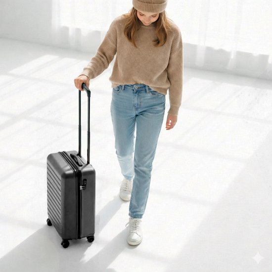 NOHRD Handbagage Koffer - 38 L - Zwart - Reiskoffer - 55x35x20 cm - Trolley - Lichtgewicht - Incl. Slot