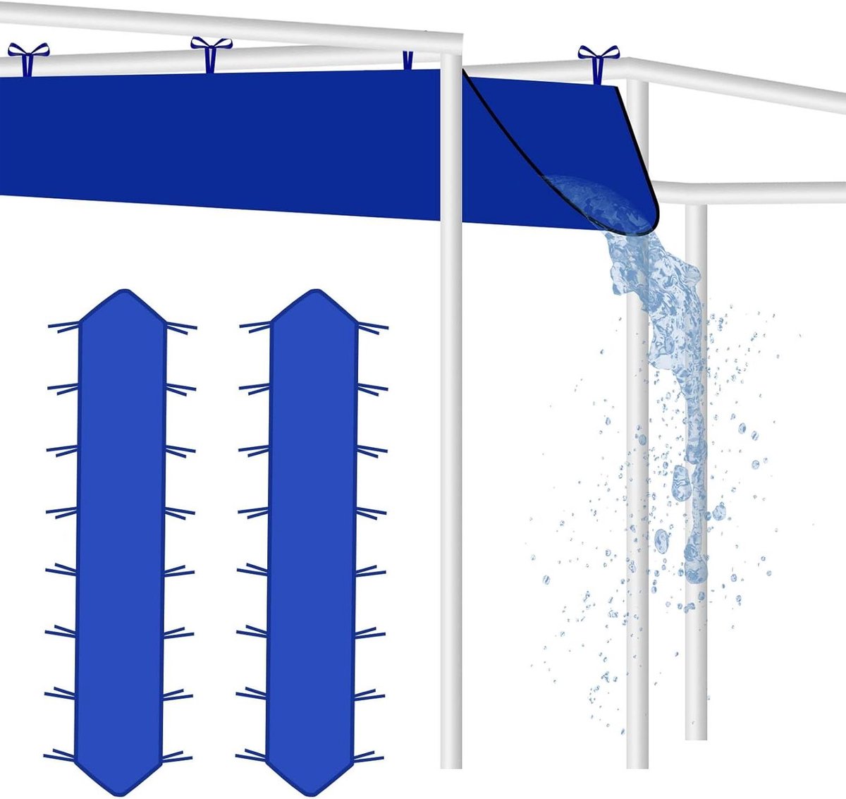 Regengoot Canopy - Tent Regen Goot - Waterafvoer Evenementen - Verstevigd Oxford Materiaal - Voor 3x3m Tenten - Blauw