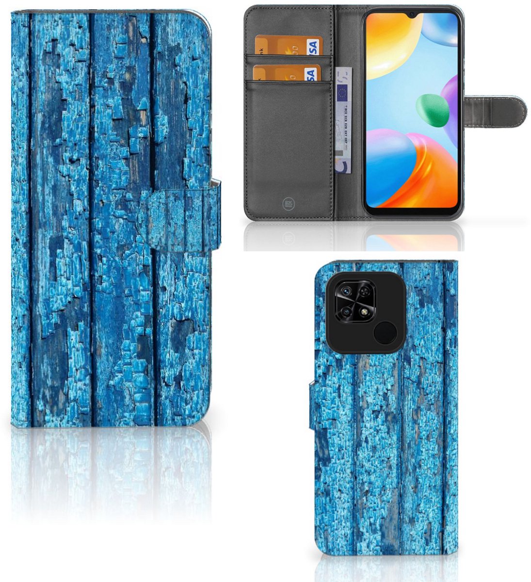 Xiaomi Redmi 10C Book Style Case Wood Blue