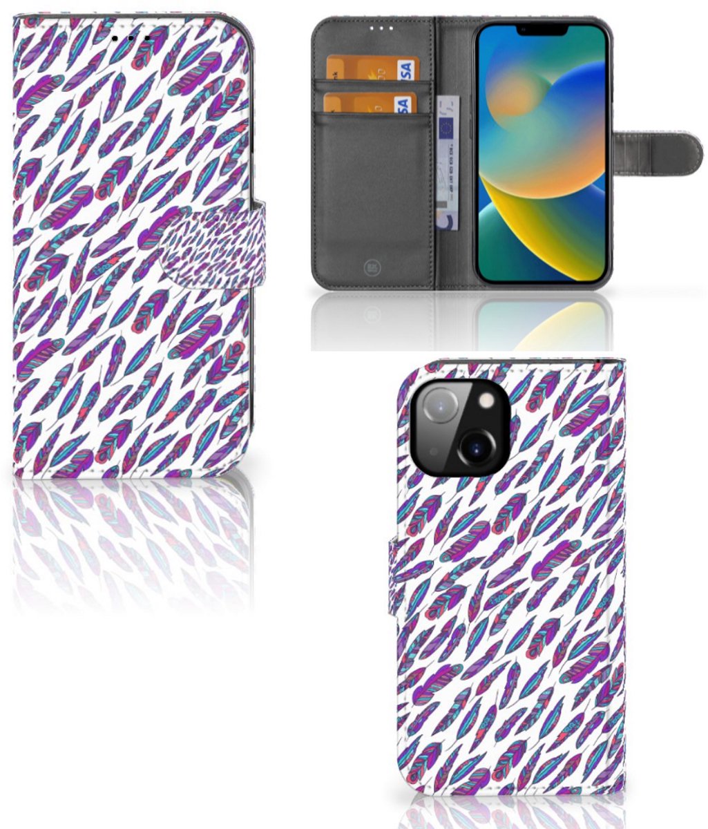 Apple iPhone 14 Telefoon Hoesje Feathers Color