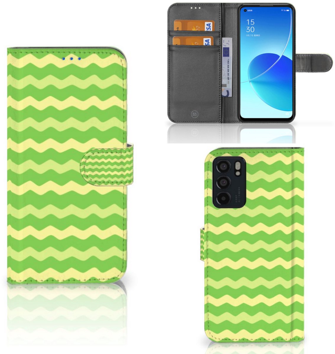 OPPO Reno6 5G Telefoon Hoesje Waves Green