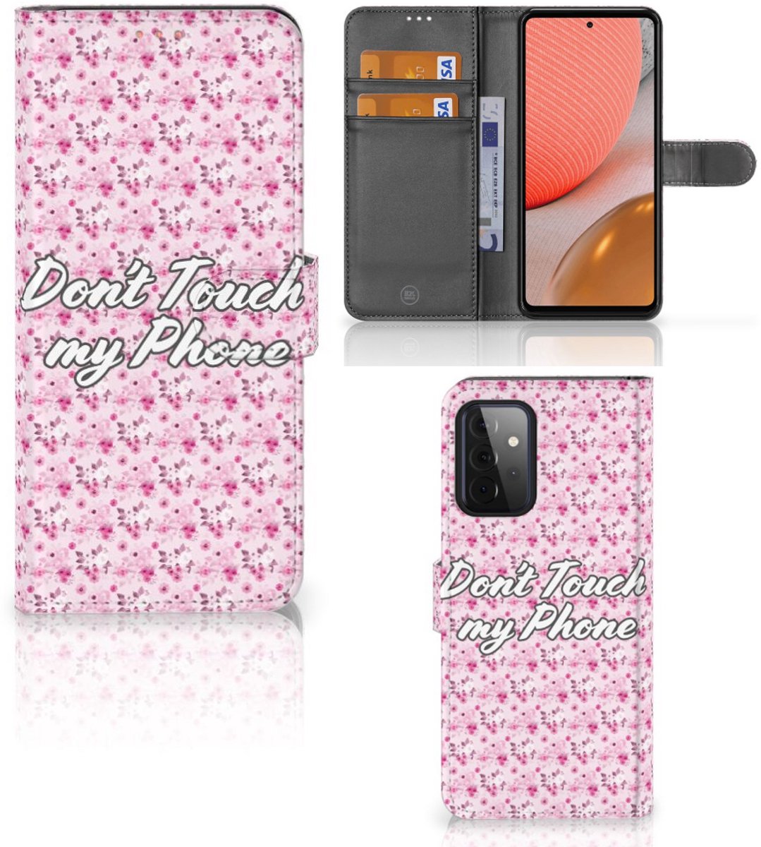Samsung Galaxy A72 Portemonnee Hoesje Flowers Pink DTMP