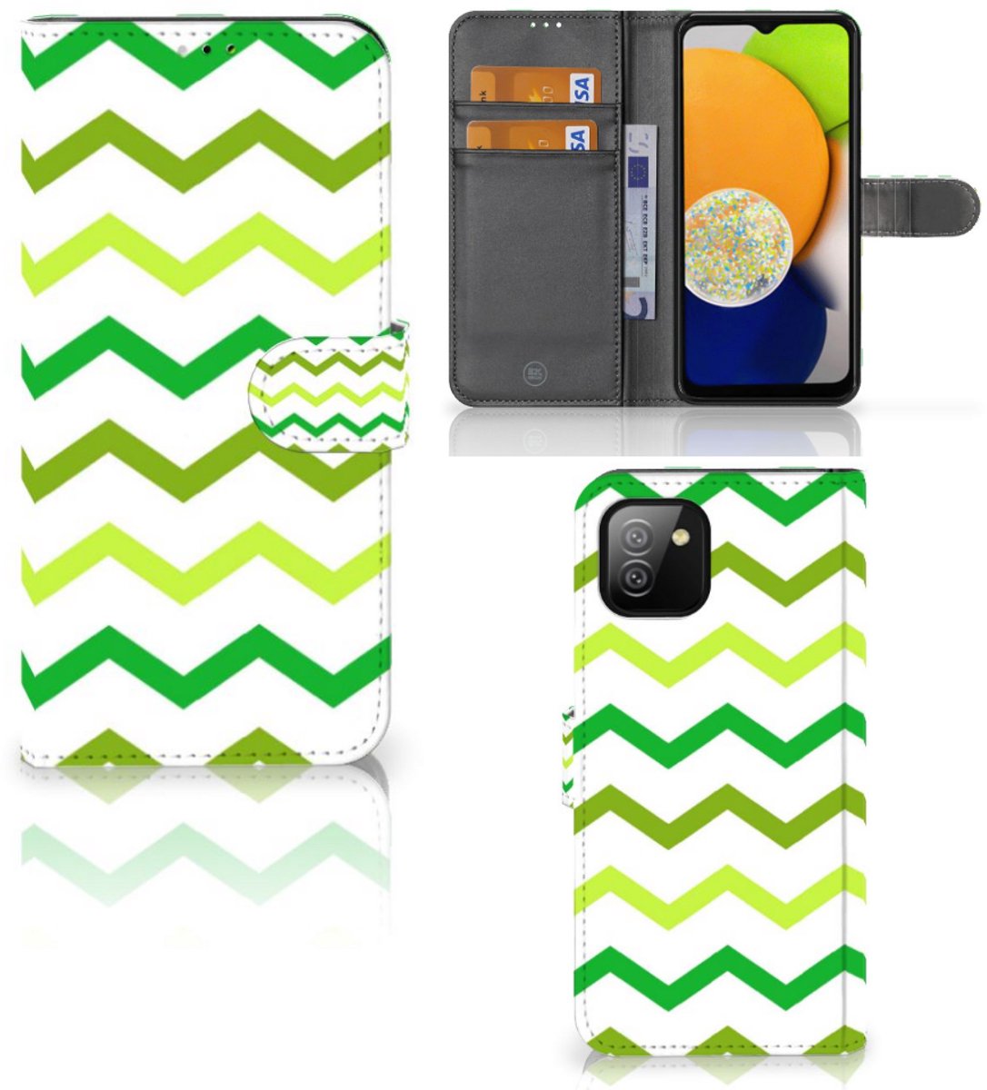 Samsung Galaxy A03 Telefoon Hoesje Zigzag Groen