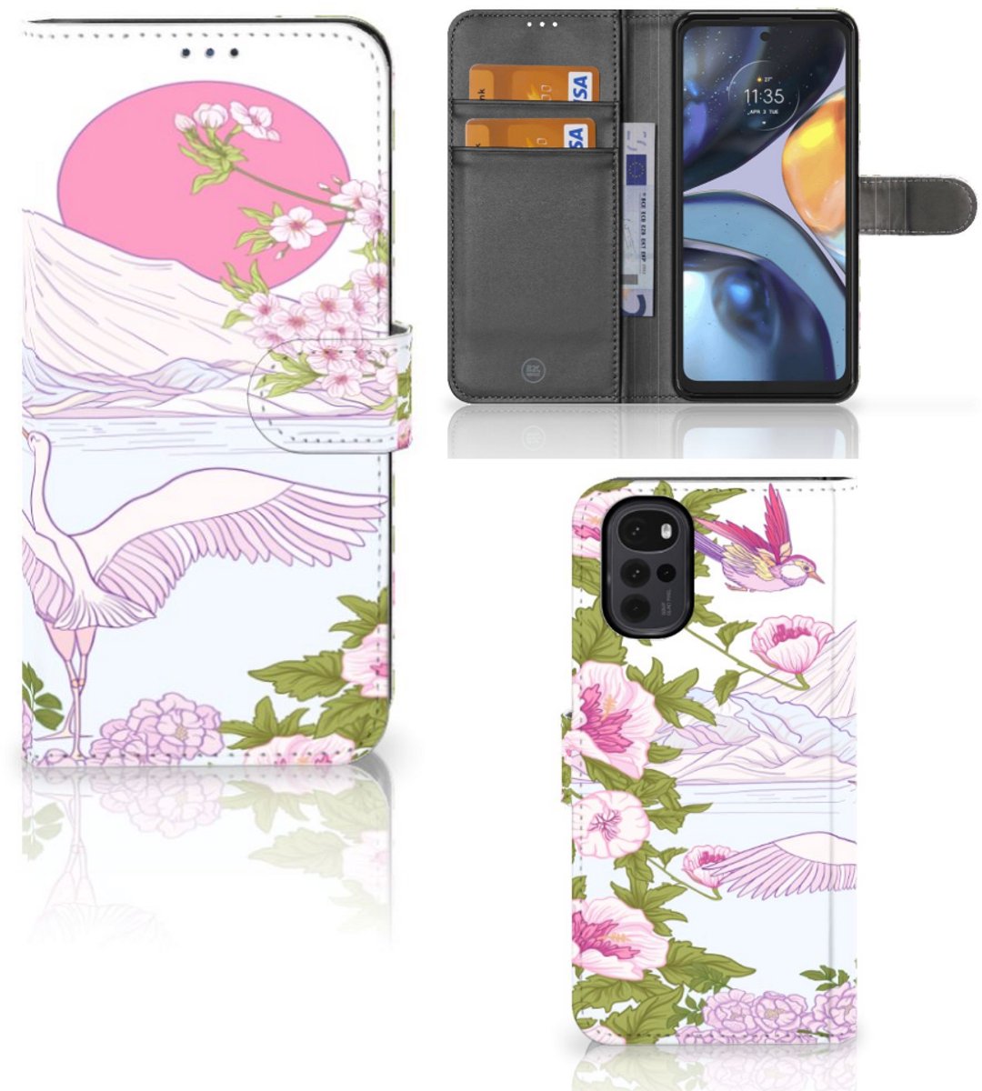 Motorola Moto G22 Telefoonhoesje met Pasjes Bird Standing