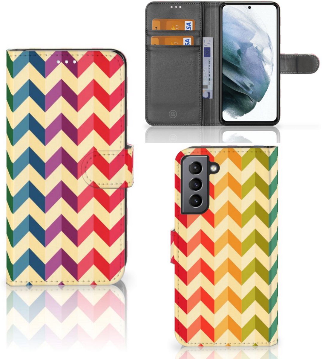 Boekhoesje voor Samsung Galaxy S21 FE Telefoon Hoesje Zigzag Multi Color