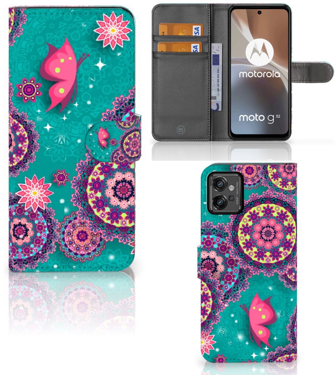 Motorola Moto G32 Hoesje Cirkels en Vlinders