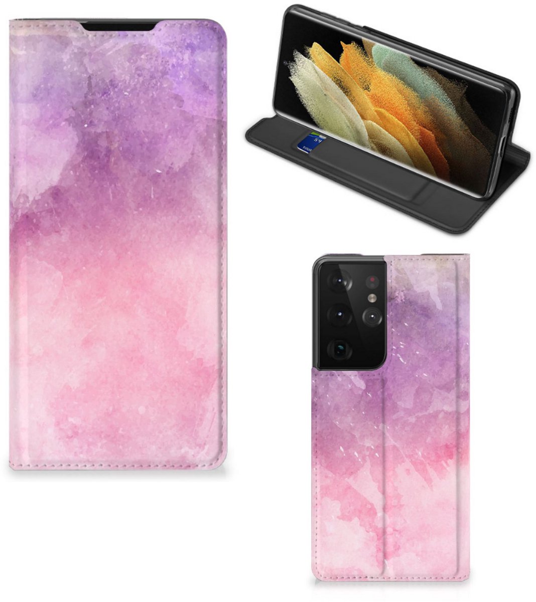 Bookcase Samsung Galaxy S21 Ultra Pink Purple Paint